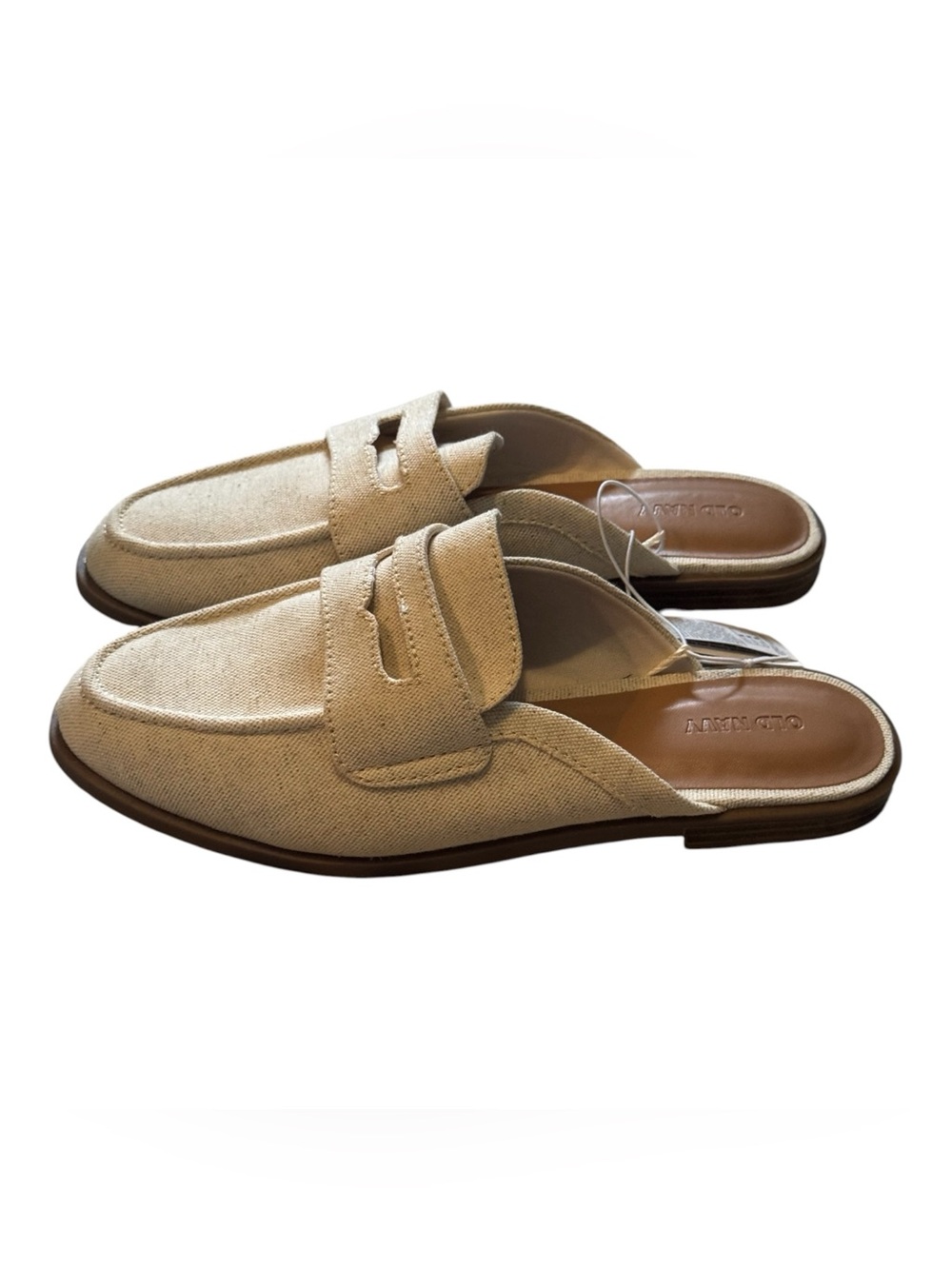Old Navy Women’s Linen Cream Slip-On Penny Loafers 9 NWT